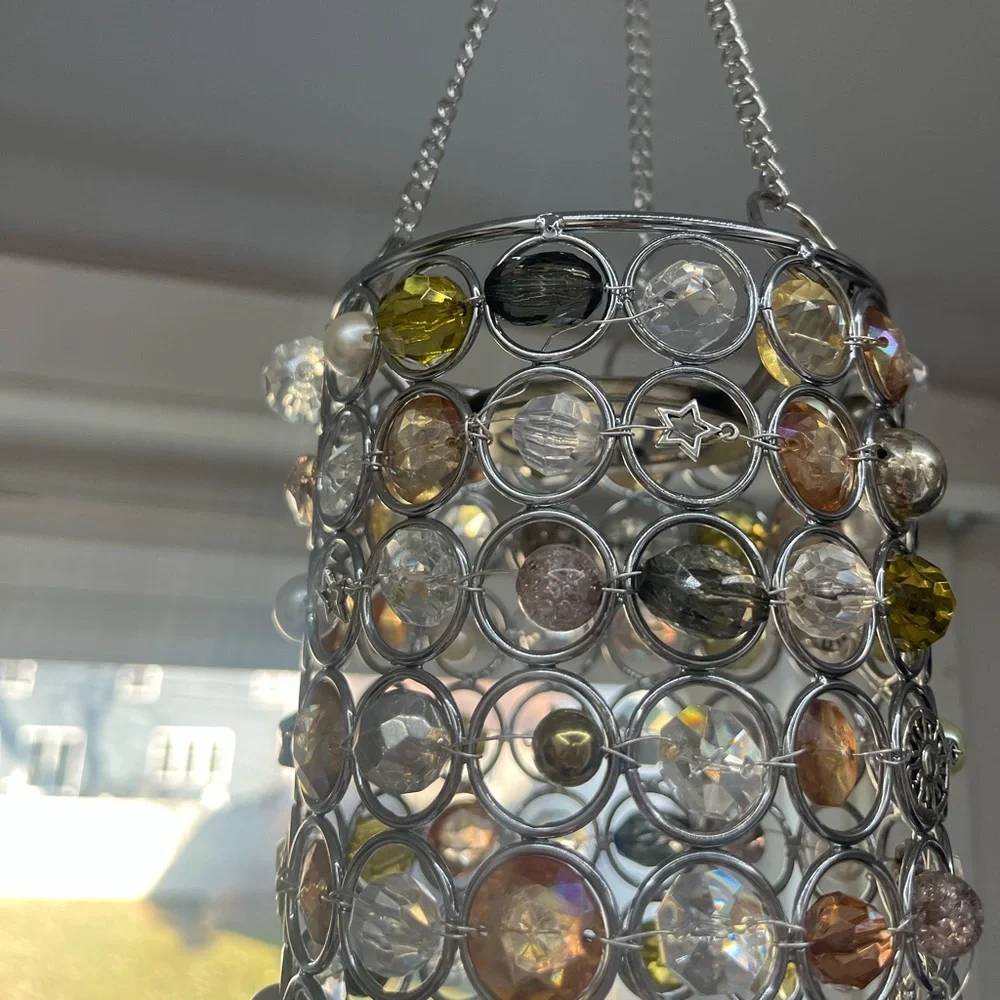 Crystal and Beaded Chandelier Decor Sun Catcher Celestial 70s Vibe